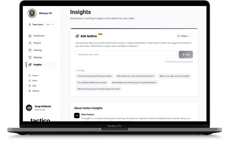 tactico always-on insights interface
