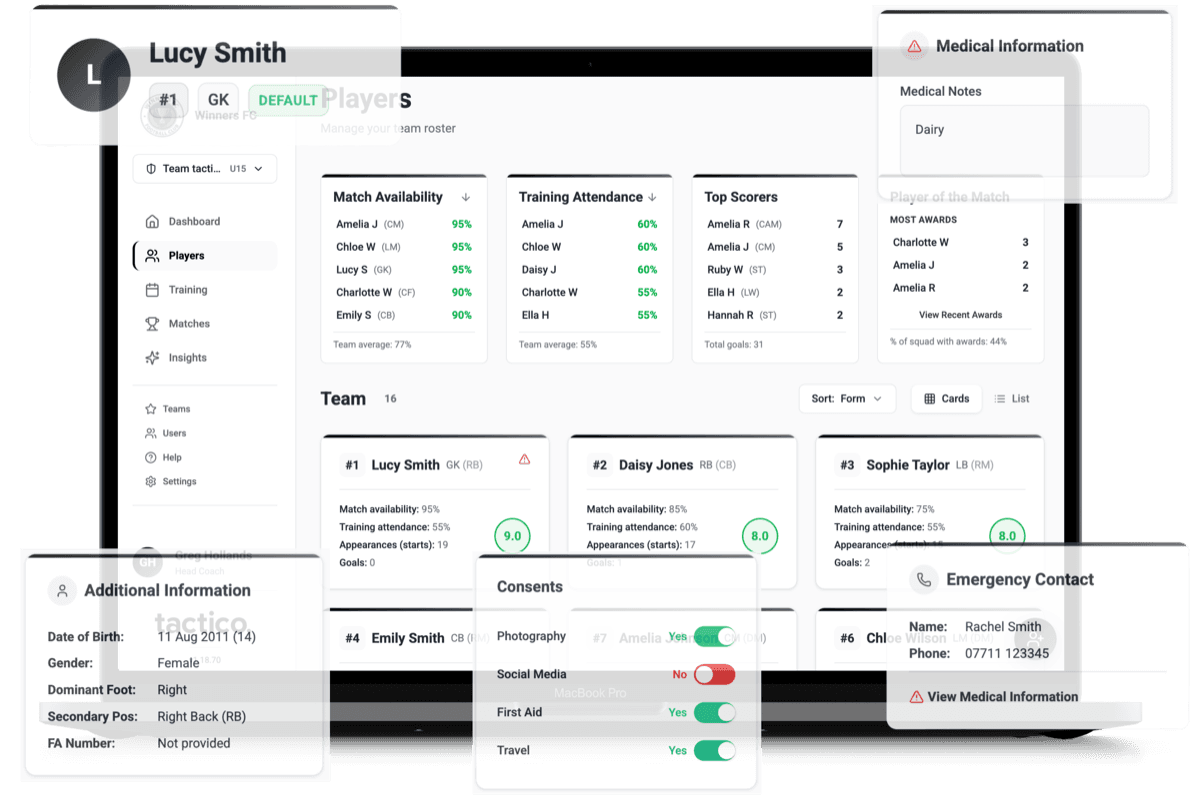 tactico player profile interface