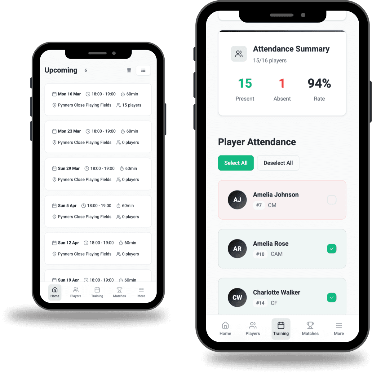 tactico training management interface